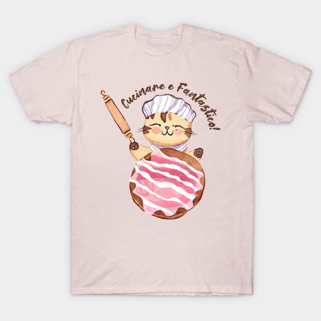 Cute cat rolling pin giant cookie Italian baking is awesome T-Shirt by BigMRanch